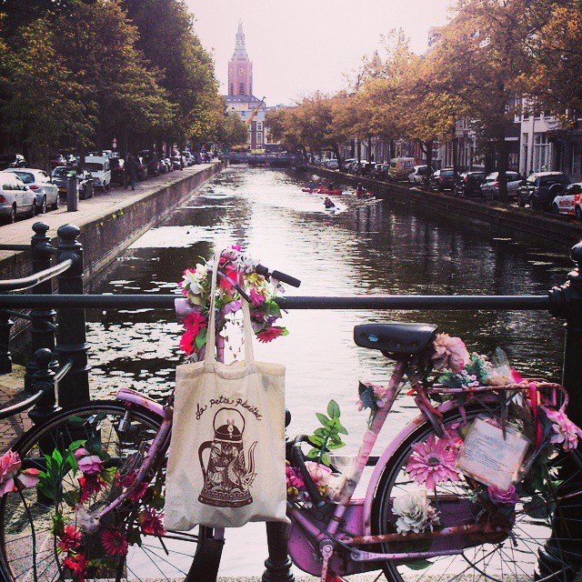 La Bolsa, la bici, las flores y el canal.