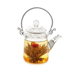 Tetera Cristal Manon para Flores de té detalle